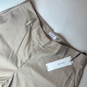 Calvin Klein Women’s Tan Linen Blend Cropped Straight Pants Size 16
